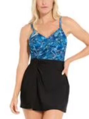 🔥10 for $100🔥 NWT Krista one piece swim dress paisley blue black XXL